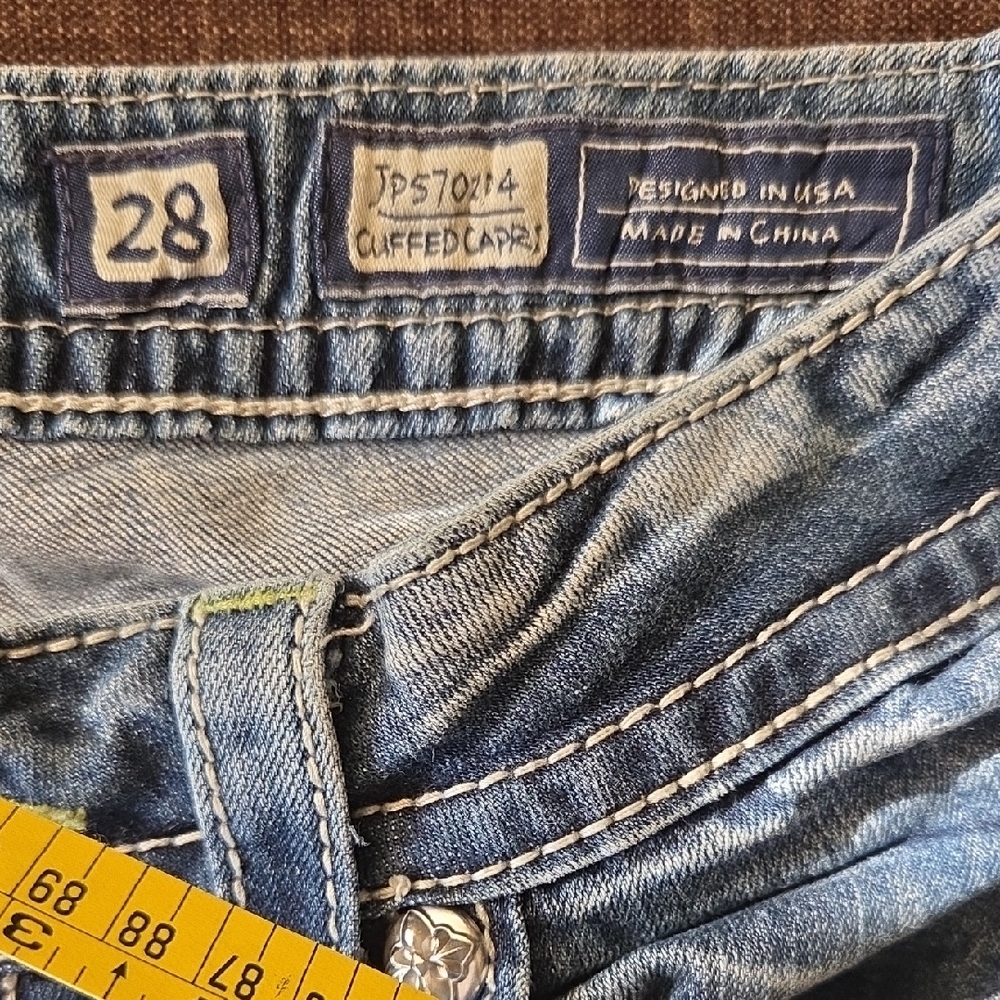 Miss Me Blue Denim Ankle Jeans with Multicolor Embroidered Pocket - Picture 7 of 7